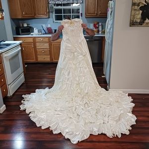 Wedding  dress with hoop a skirt and comb veil